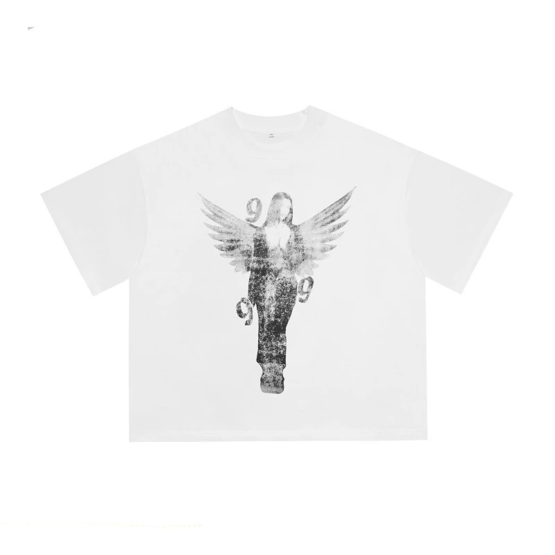 Niceshop Foreign Trade Wholesale Billi0N Hip-Hop High Street Fashion Brand Cartoon Pattern Graffiti Drop Shoulder Sleeve Couple Short-Sleeve T-Shirt