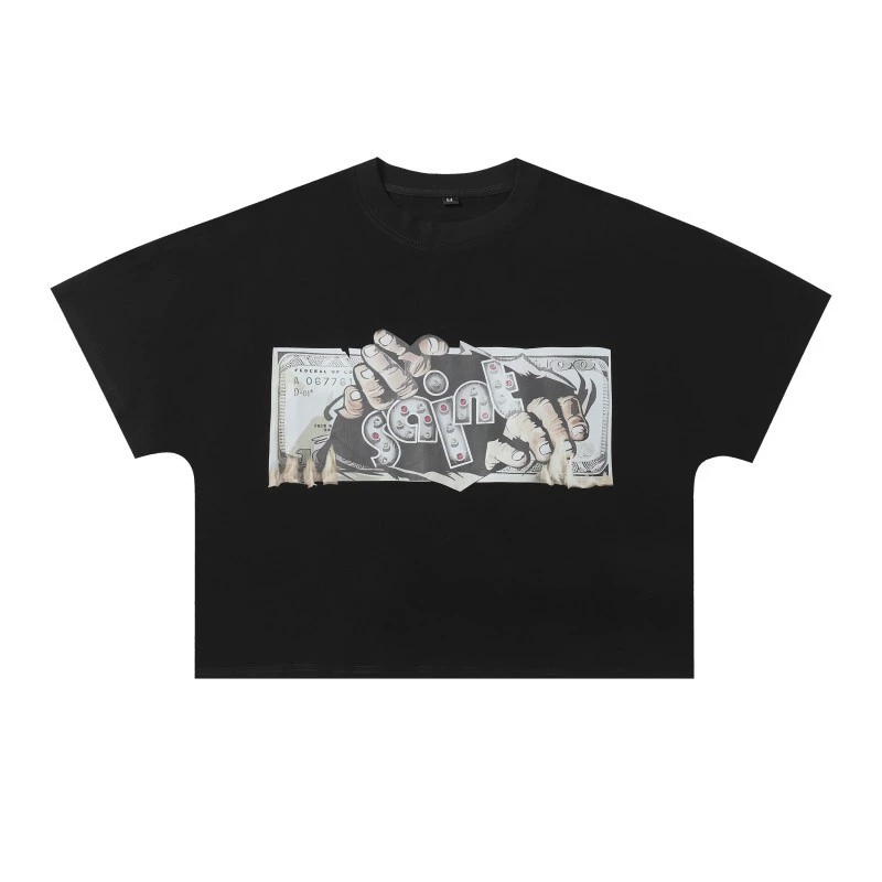 Niceshop Foreign Trade Wholesale Billi0N Hip-Hop High Street Fashion Brand Cartoon Pattern Graffiti Drop Shoulder Sleeve Couple Short-Sleeve T-Shirt