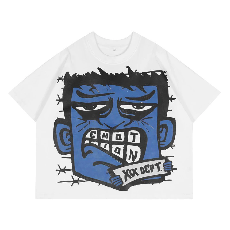 Niceshop Foreign Trade Wholesale Billi0N Hip-Hop High Street Fashion Brand Cartoon Pattern Graffiti Drop Shoulder Sleeve Couple Short-Sleeve T-Shirt
