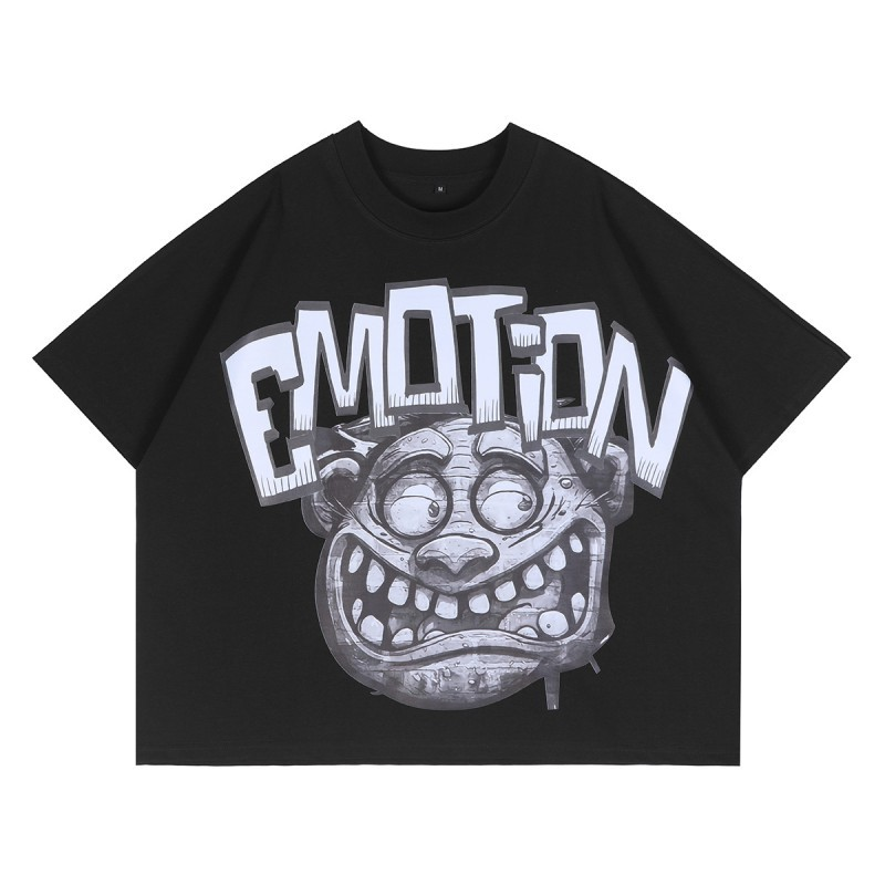 Niceshop Foreign Trade Wholesale Billi0N Hip-Hop High Street Fashion Brand Cartoon Pattern Graffiti Drop Shoulder Sleeve Couple Short-Sleeve T-Shirt